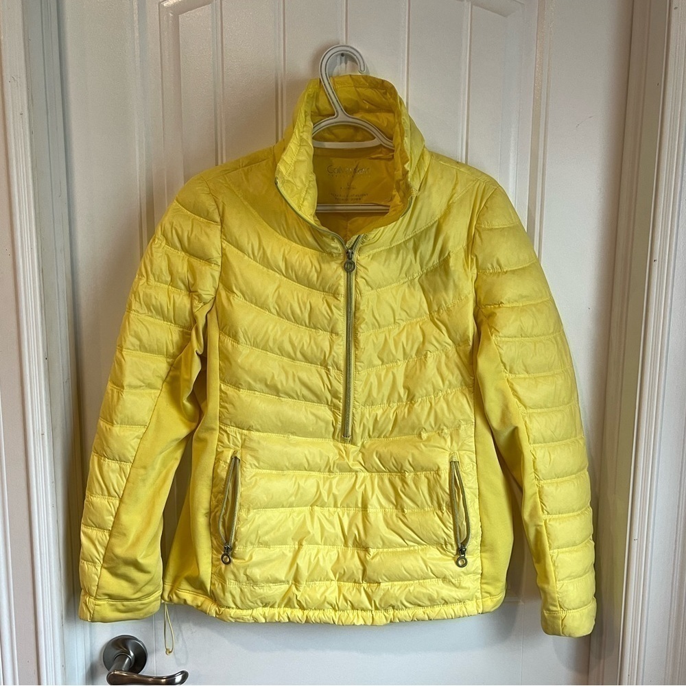 Calvin Klein Down Puffer Pullover Jacket Yellow Large - Picture 2 of 10